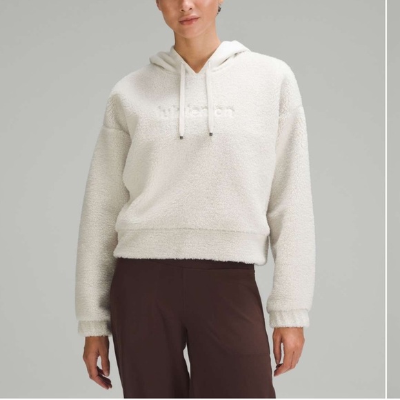 lululemon athletica Tops - Lululemon Textured Fleece Embroidered Logo Hoodie